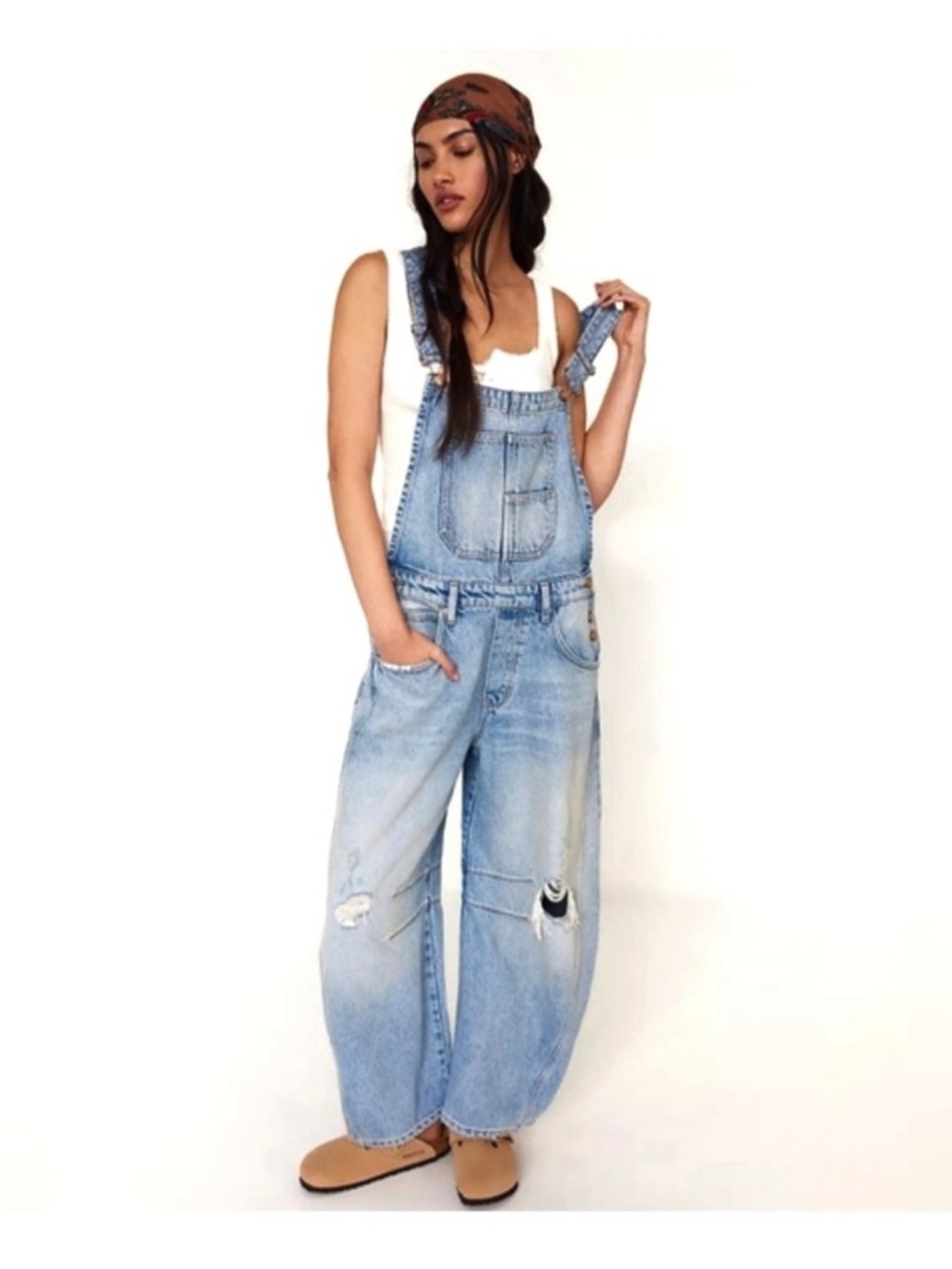 ISO free people barrel overalls destroyed in a small